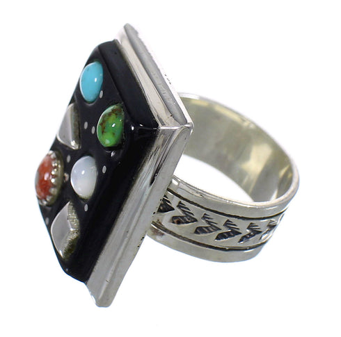Southwest Silver And Multicolor Ring Size 7-1/2 YX75857